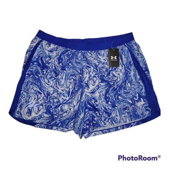 Under Armour Launch Shorts Mens Size XXL  2XL Running Athletic 5" Blue Print NWT - Picture 1 of 14